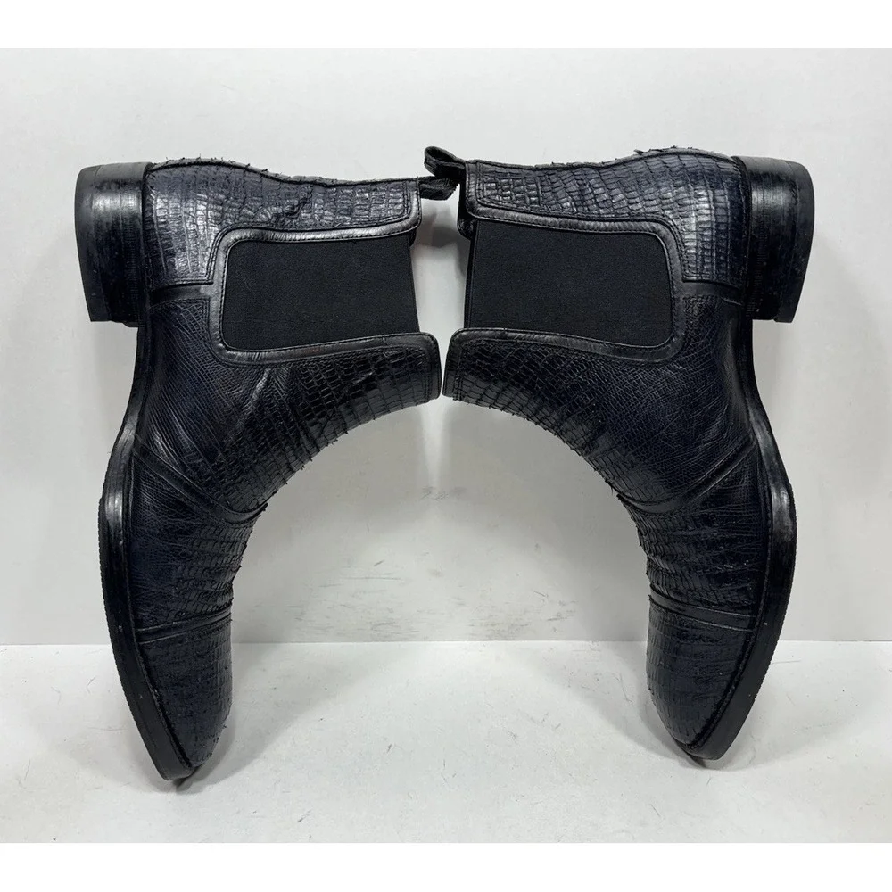 Jo Ghost Leather Ankle Black Exotic Leather Chelsea Boots Size EU 44.5 / 11.5 US